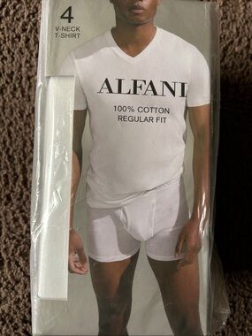 Alfani White Men's Cotton V-Neck T-Shirt 4 Shirts